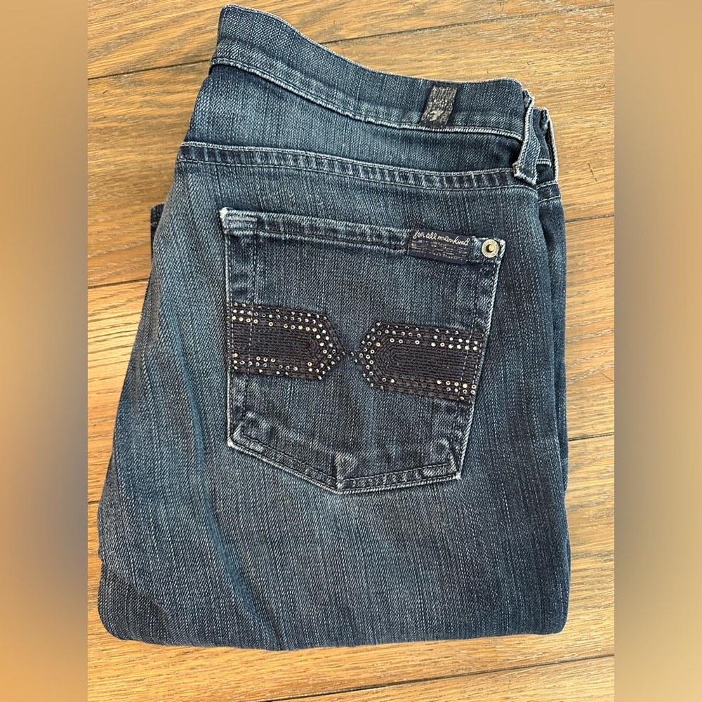 7 For All Mankind Blue Boot Cut Jeans Size 28 Gently Worn